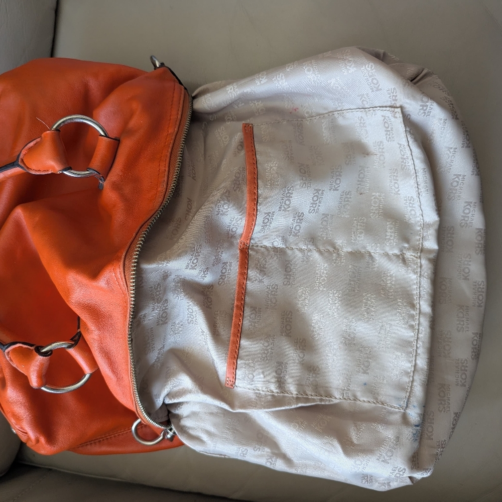 🌼 Michael Kors Orange Leather Satchel - Picture 8 of 13